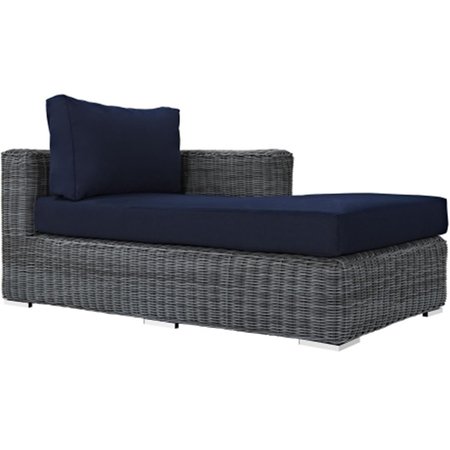 EAST END IMPORTS Summon Outdoor Patio Right Arm Chaise- Canvas Navy EEI-1873-GRY-NAV